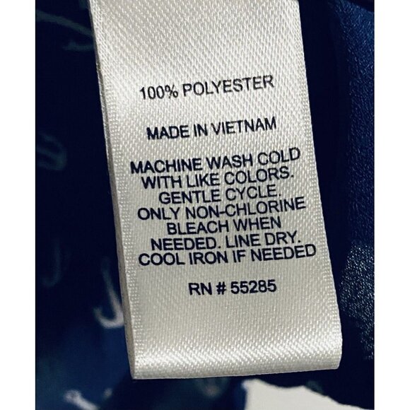 Express Top Womens Medium Navy Blue Anchor Print Portofino Shirt Flowy Boho - Picture 7 of 8